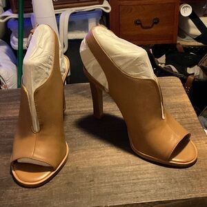 Vince Camuto Tan Open-Toe Heels